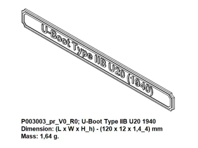 Nameplate - U-Boot Type IIB U20 1940 3D print model