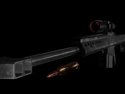 Barret rifle Low-poly 3D model