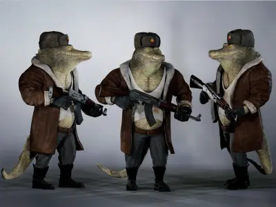 Bored Crocodile Low-poly 3D model