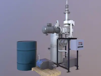 Pump and Tank Low-poly 3D model