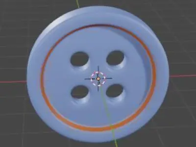 A Blue Orange Shirt Button 3D model