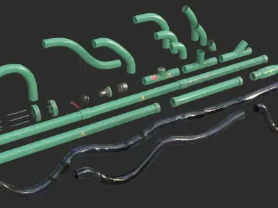 Modular Pipes - Oil Pipelines Low-poly 3D model