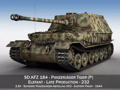 Elefant Tank destroyer - Tiger P - 232 3D model