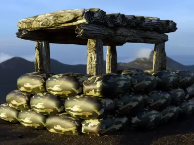 Military Army Bunker 3D Model - Blender Cycles Render Low-poly 3D model