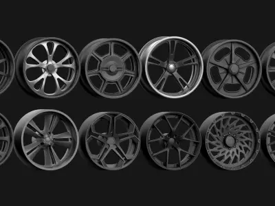 12 American Car Wheels and Rims Printable 3D model