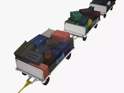 Airport Baggage Carts Loaded --441-- Low-poly 3D model