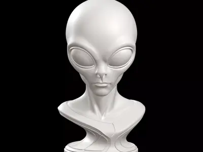 Alien Grey Bust 3D print model