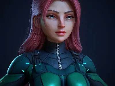 Female Futuristic Low-poly 3D model