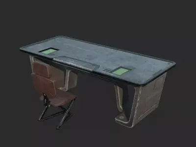 Futuristic Sci-Fi Style Tables and Chairs 3D model