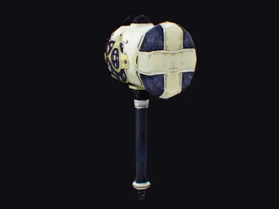 Hammer Mace Maul Bludgeon Mallet Sledgehammer Melee Lizard Head Low-poly 3D model