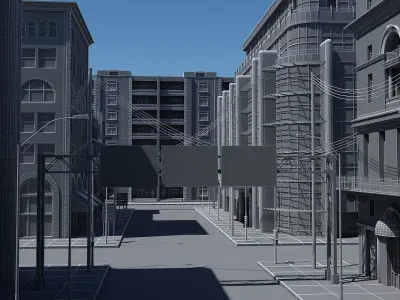 HD City Street Scene 3D model