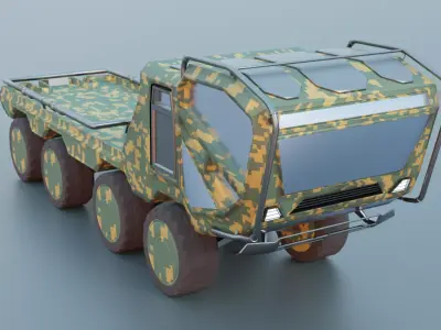 8 wheeler heavy cargo truck Low-poly 3D model