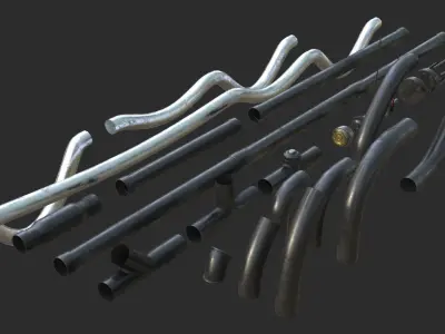 Modular Pipes - PVC Low-poly 3D model