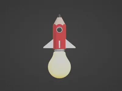Pencil rocket launch 3D model