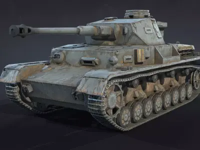 Pz Kpfw IV Tank Low-Poly Low-poly 3D model