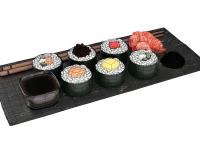 Japanese sushi rolls 3D model