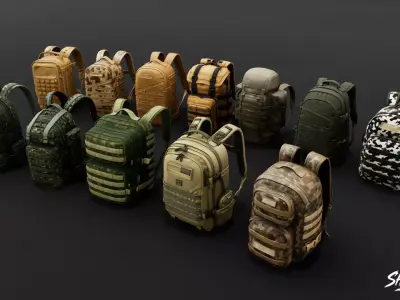 Military Backpack Pack Low-poly 3D model