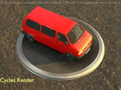 City Car 31 Commercial Minibus Type-C Red Low-poly 3D model