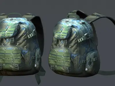 Backpack military combat Black baggage Low-poly 3D model Low-poly 3D model