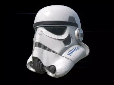 Stormtrooper damaged helmet Low-poly 3D model