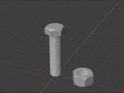 M12 bolt and nut Low-poly 3D model
