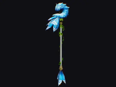 Magical Staff Parrot Phoenix Blue Bird Wizard Wand Item Scepter Low-poly 3D model