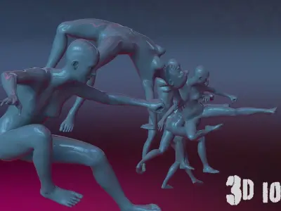 Base mesh of warrior girl Low-poly 3D model