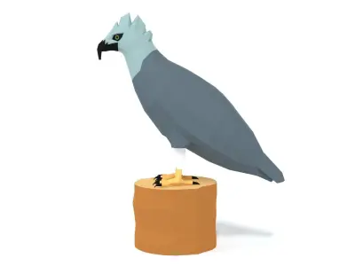 Low Poly Cartoon Harpy Eagle  Low-poly 3D model
