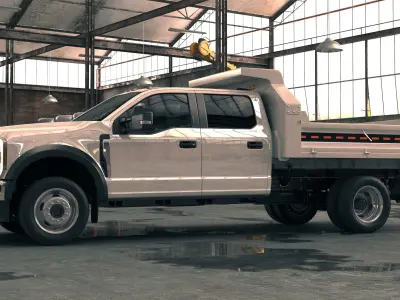 White Pickup Dump Truck 3D model