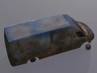 Van Burnt Free low-poly 3D model