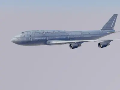 Boeing-747 airplane flying in sky 3D model