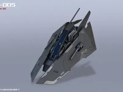 Scifi Hovercraft Low-poly 3D model