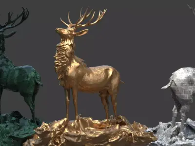 Deer On Forest Base 3D model