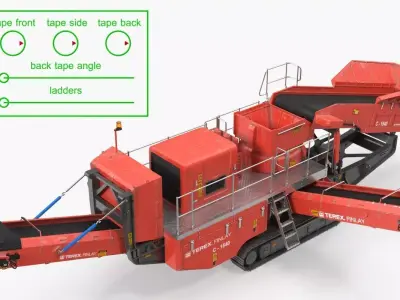 Hydraulic Cone Crusher Machine Terex Finlay C1540 Rigged 3D model