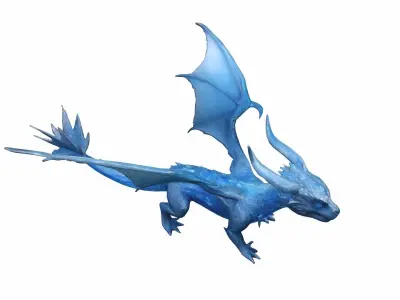 Flying Dragon Made Out Of Glacial Blue Crystals 3D model