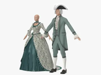 Vintage Clothing Men and Women 3D model