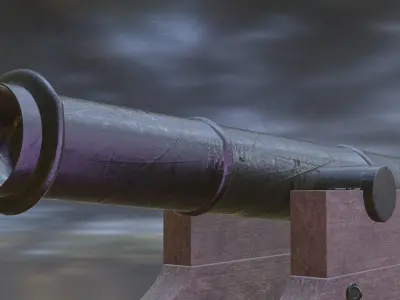 Cannon 3D Model Blender Low-poly 3D model