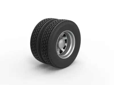 Rear custom wheel of semi truck Version 18 Scale 1 to 25 3D print model
