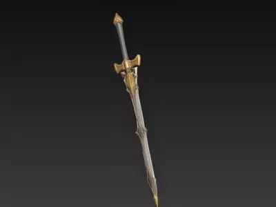 Heavy Fantasy Battle Sword - Low Poly Stylized 3D Weapon Low-poly 3D model