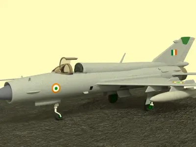 MiG-21 indian fighter jet Low-poly 3D model