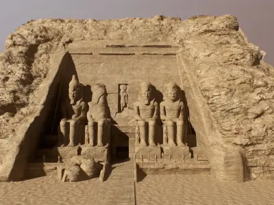 Abu Simbel Egypt Temple of King Ramses II King and Queen PBR Low-poly 3D model