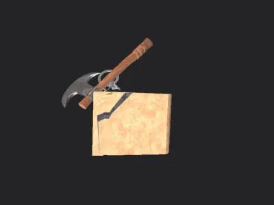 Stylized Axe With Box Free low-poly 3D model