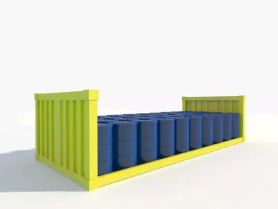 Oil Barrel Container for Cargo Barge Ships Low-poly 3D model