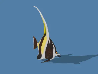 Banded Butterflyfish Low-poly 3D model