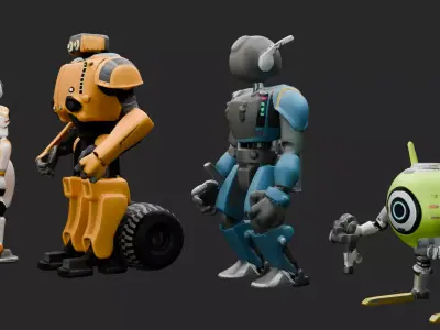 Cartoon Robots 3D Model 3D model