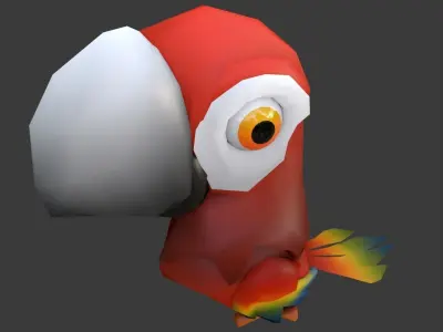Low Poly Cartoon Macaw Not Rigged Low-poly 3D model