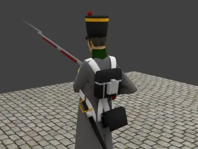 Napoleonic soldier with Winter Coat Low-poly 3D model