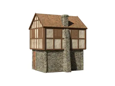 Medieval House 01B Game Ready Low-poly 3D model