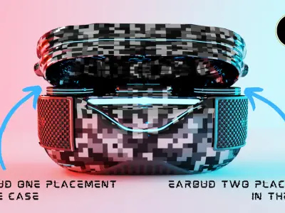 Cybro X Sci-Fi wireless camouflage earbuds 3D model