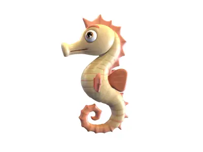 Cartoon Seahorse Low-poly 3D model